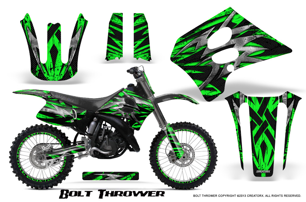 Suzuki RM125-250 93-95 Graphics Kit Bolt Thrower Green NP Rims